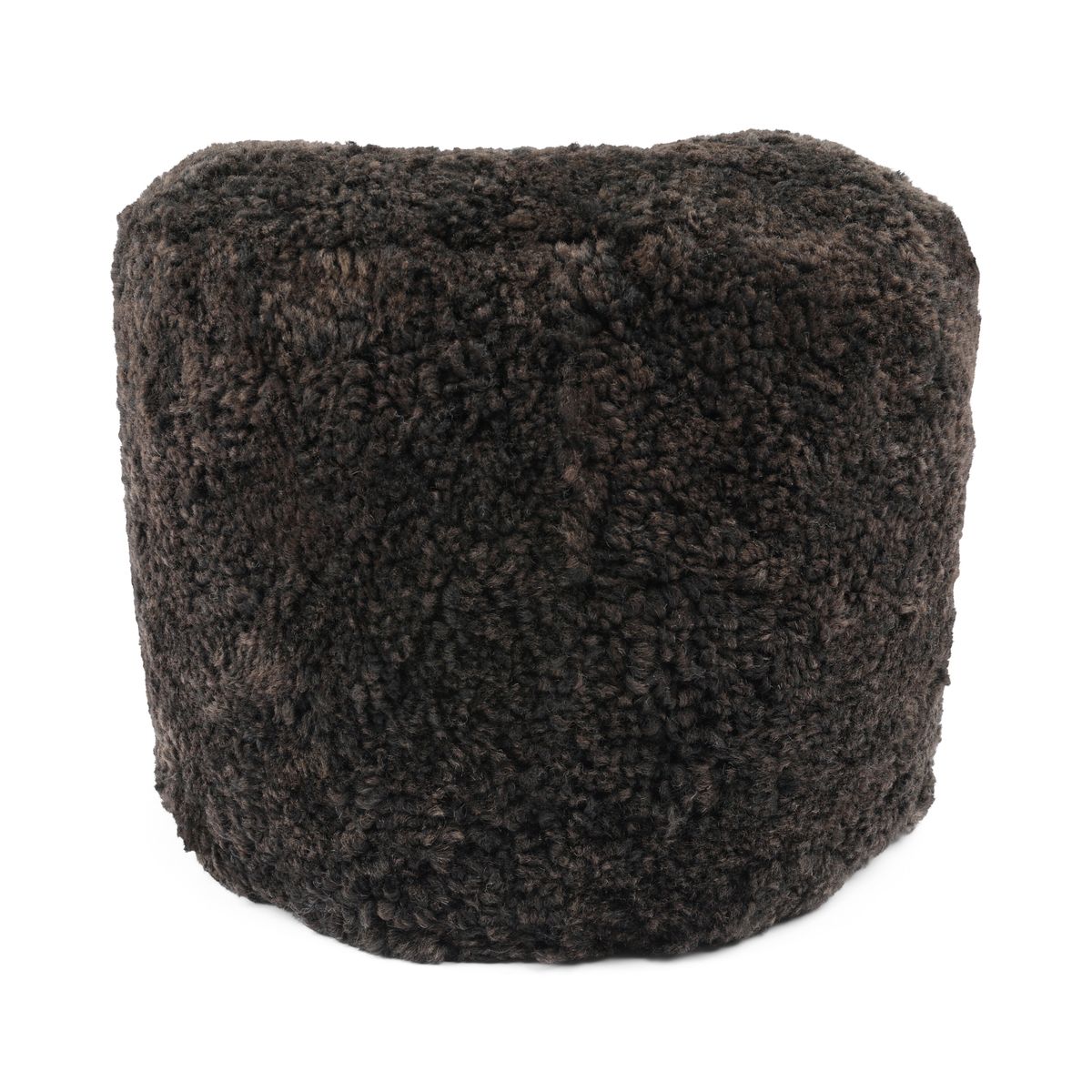 Sittpuff Cylinder | Fårskinn | Kort lugg | D44x33 cm Choklad