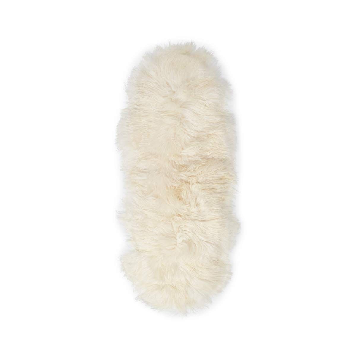 Fårskinn | Dubbelt | Lång lugg | Ekologiskt | 180 cm Naturvit