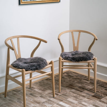 Stolsdyna rund | Fårskinn | D34 cm Mörk Grå