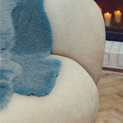 Fårskinn | Korthårigt Krulligt | Nya Zeeland | Matta 100 cm Rökblå