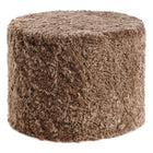 Sittpuff Cylinder | Fårskinn | Kort lugg | D44x33 cm Ljusbrun