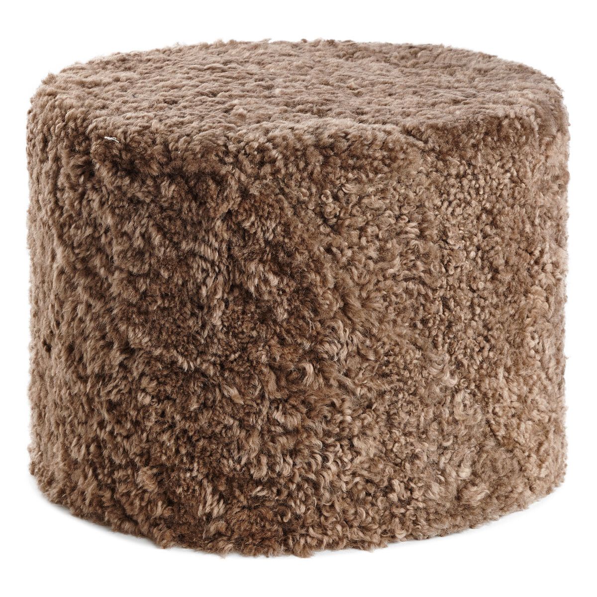 Sittpuff Cylinder | Fårskinn | Kort lugg | D44x33 cm Ljusbrun