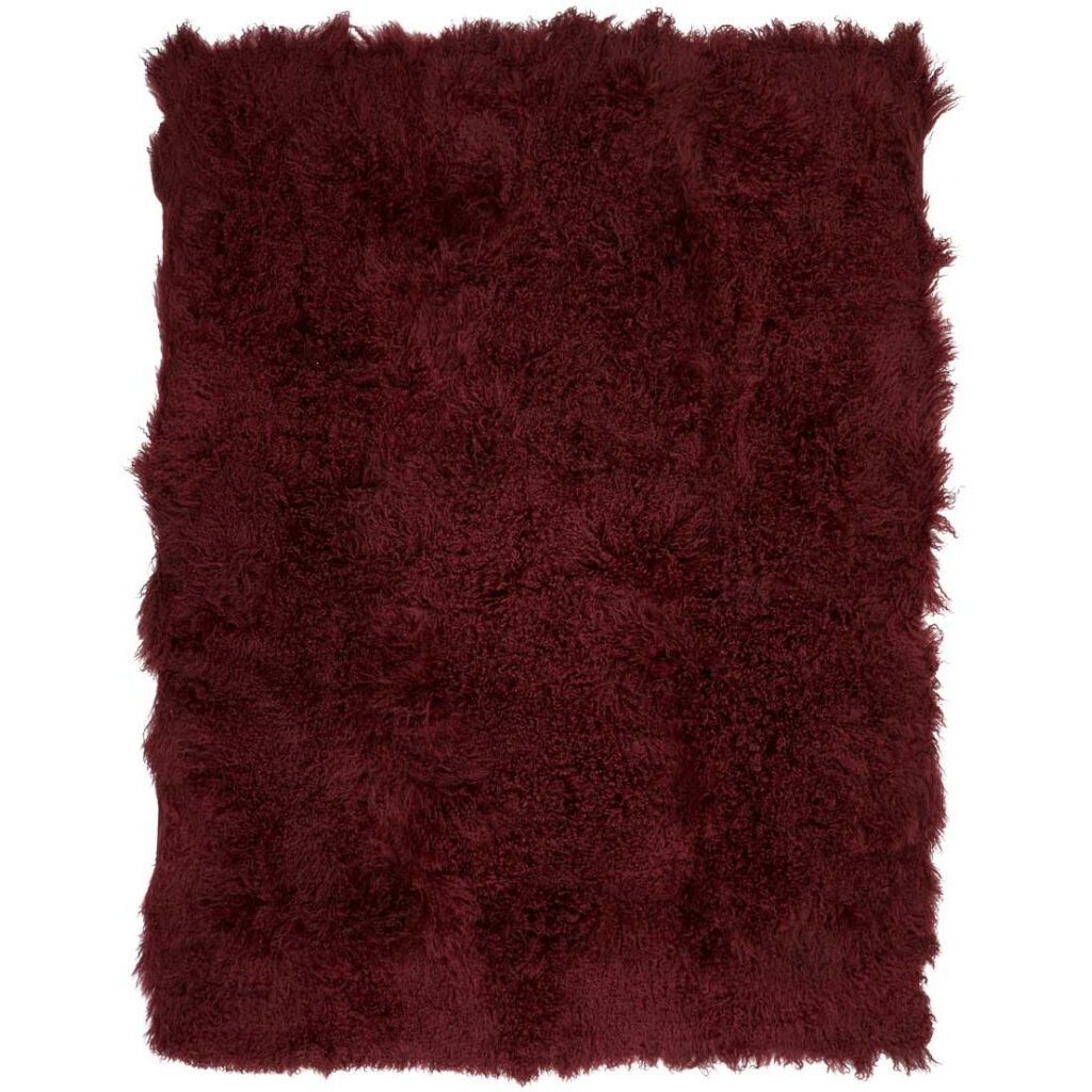 Pläd | Fårskinn | 140x180 cm | Lång lugg | Filt | Fårskinn  Bordeaux