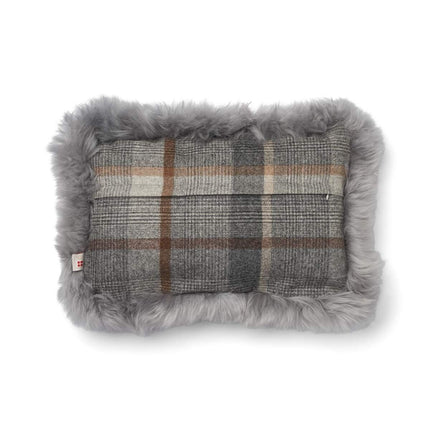 Checked Collection | Ullkudde | Lång lugg | Dubbelsidig | 52x52 cm | 34x52 cm Rutig – Grå/Ljusgrå