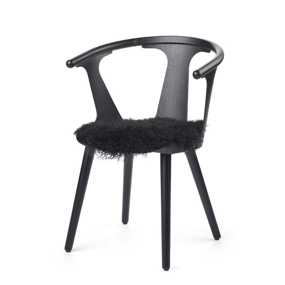 Stolsdyna | Tibetanskt Fårskinn | D38 cm | Stolsdyna | Fårskinn | Lång lugg | D38 cm Svart
