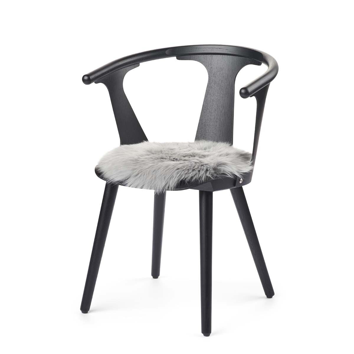 Stolsdyna | Fårskinn | Lång lugg | D38 cm Ljusgrå 