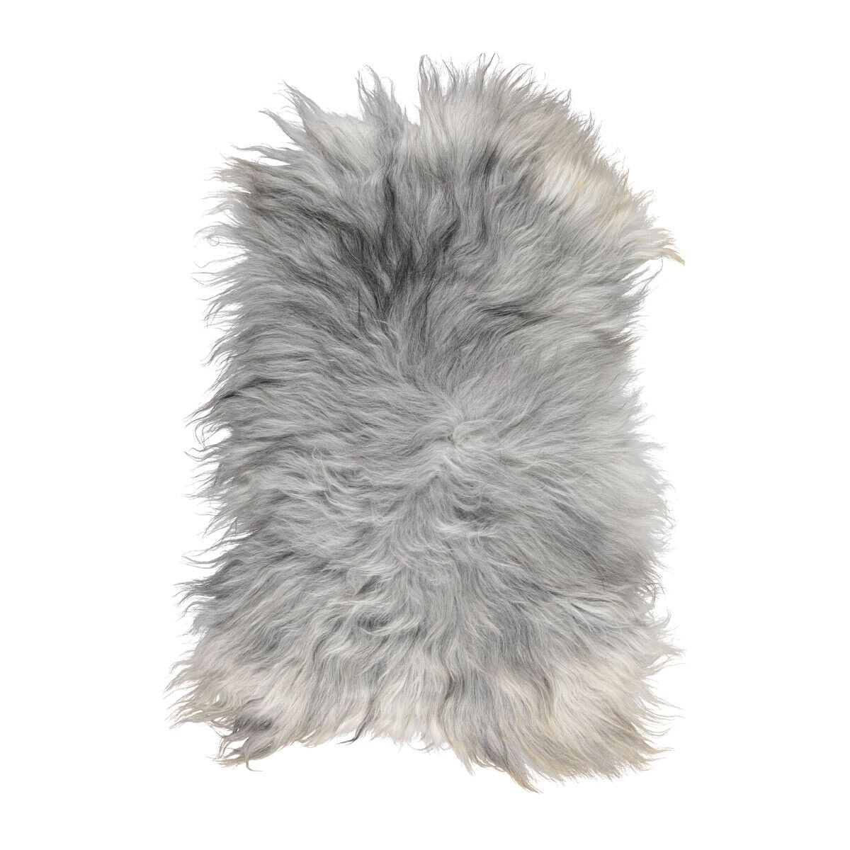 Fårskinn Premium | Ekologiskt | Lång lugg | 100-120x60 cm Naturleg Grå