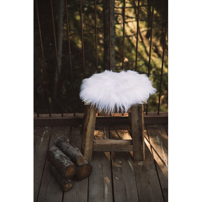 Stolsdyna 2-pack | Fårskinn | Lång lugg | D35 cm Vit