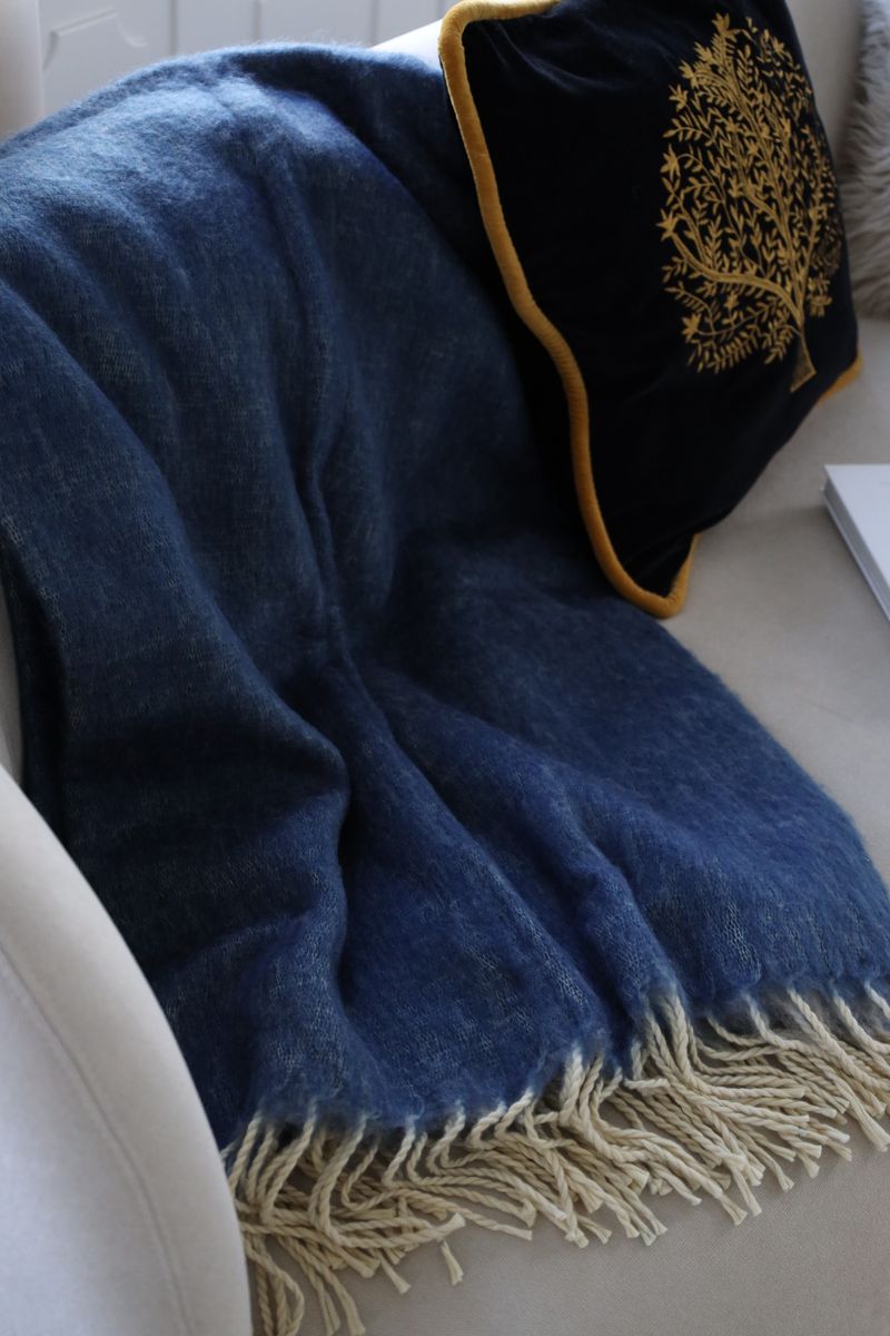 Ullpläd | Mohair mix | 130x170 cm Blågrå