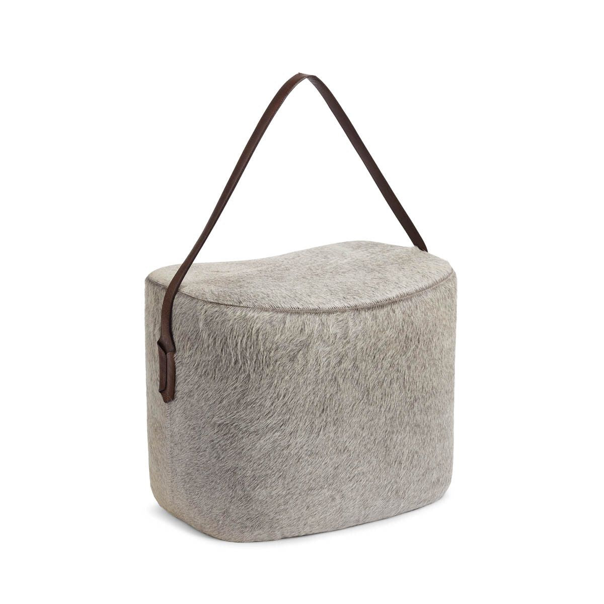 Puff m/handtag | Kalvläder | 45x35x38 cm