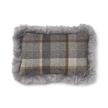Checked Collection | Ullkudde | Lång lugg | Dubbelsidig | 52x52 cm | 34x52 cm Rutig – Grå/Ljusgrå