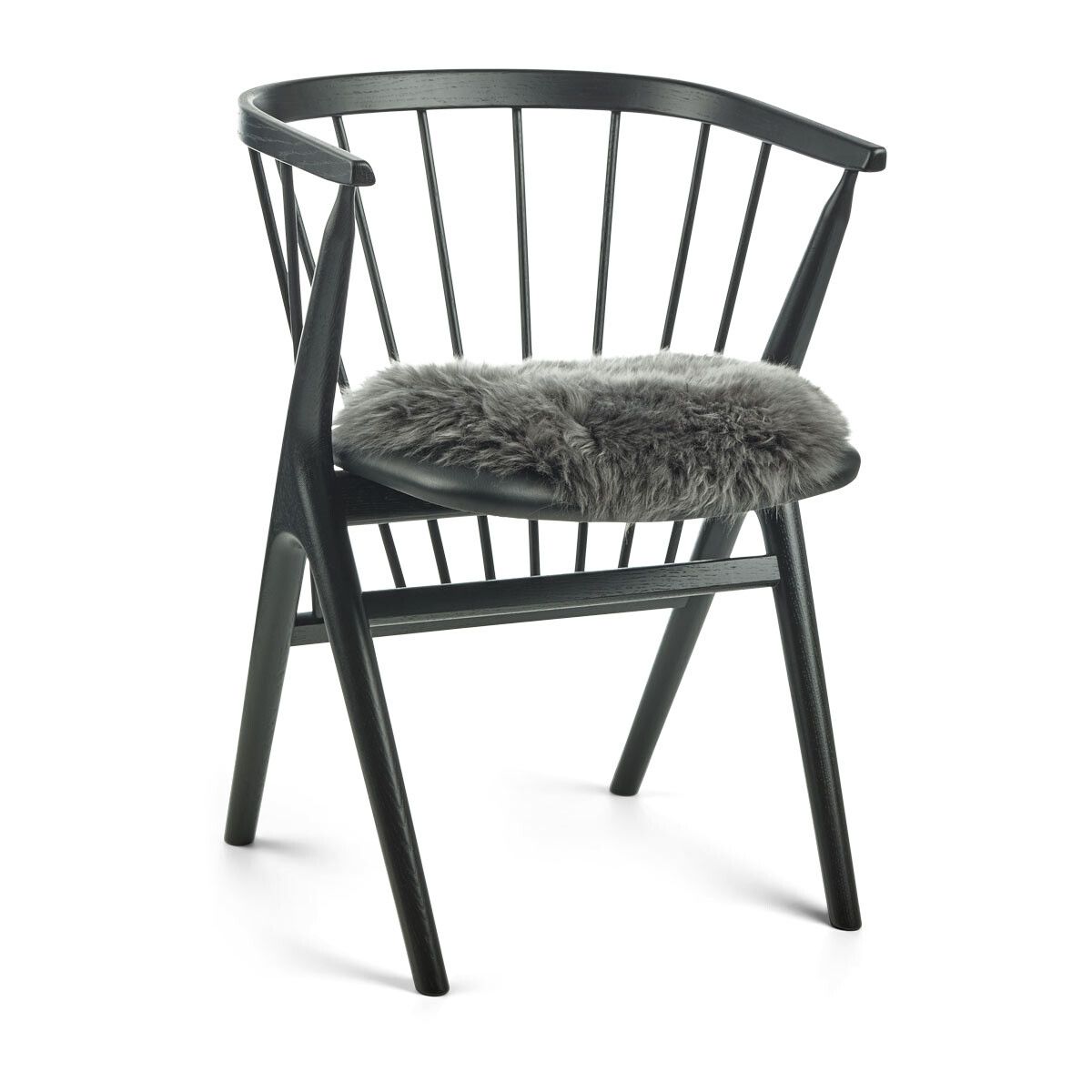 Stolsdyna | Fårskinn | Lång lugg | D38 cm Mörkgrå