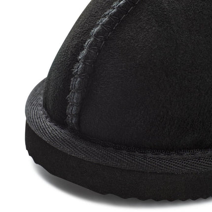 Fårskinnstofflor | Lockigt fårull | Hälkappa Svart