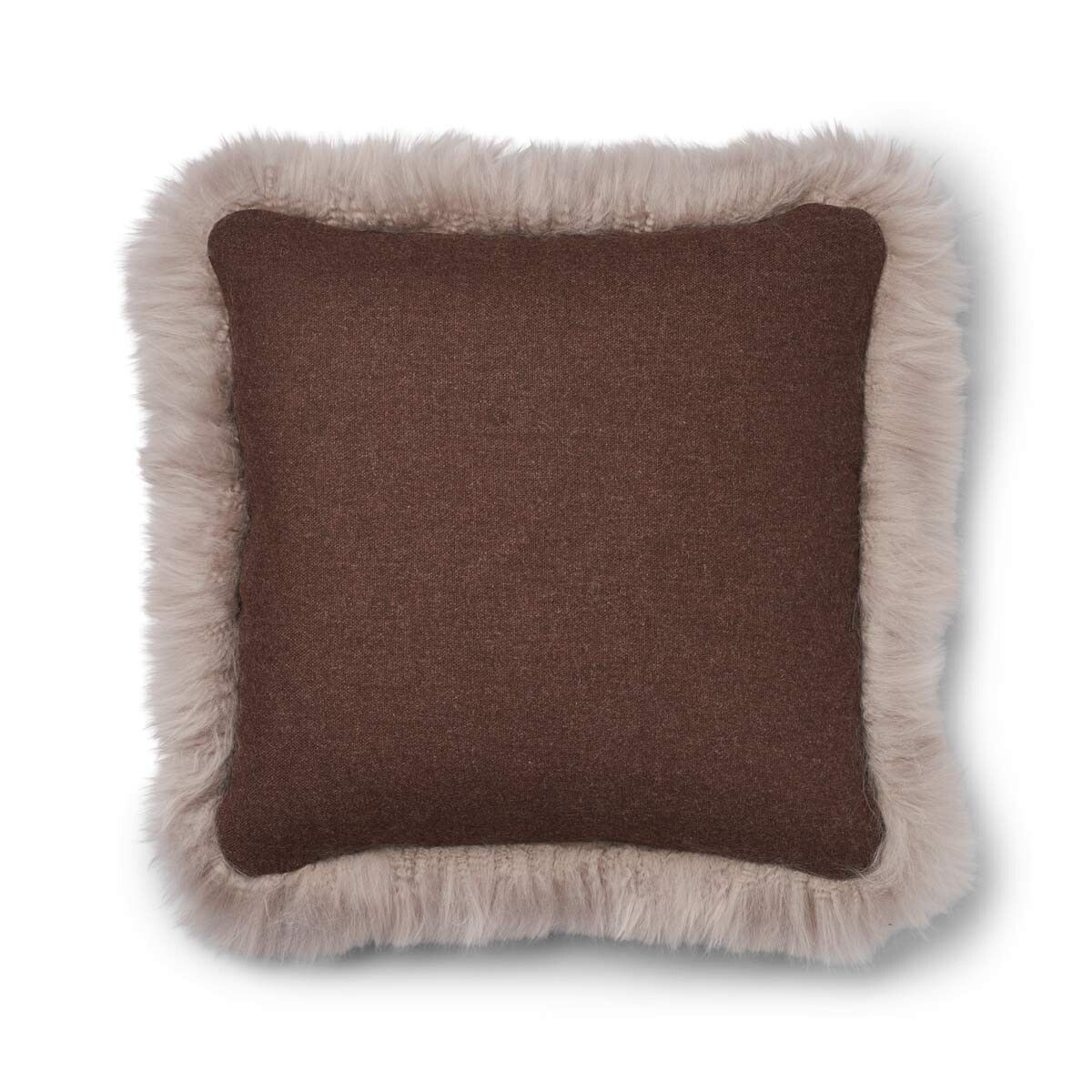 Classic Collection | Ullkudde | Lång lugg | Dubbelsidig | 52x52 cm | 34x52 cm Brun / Dove