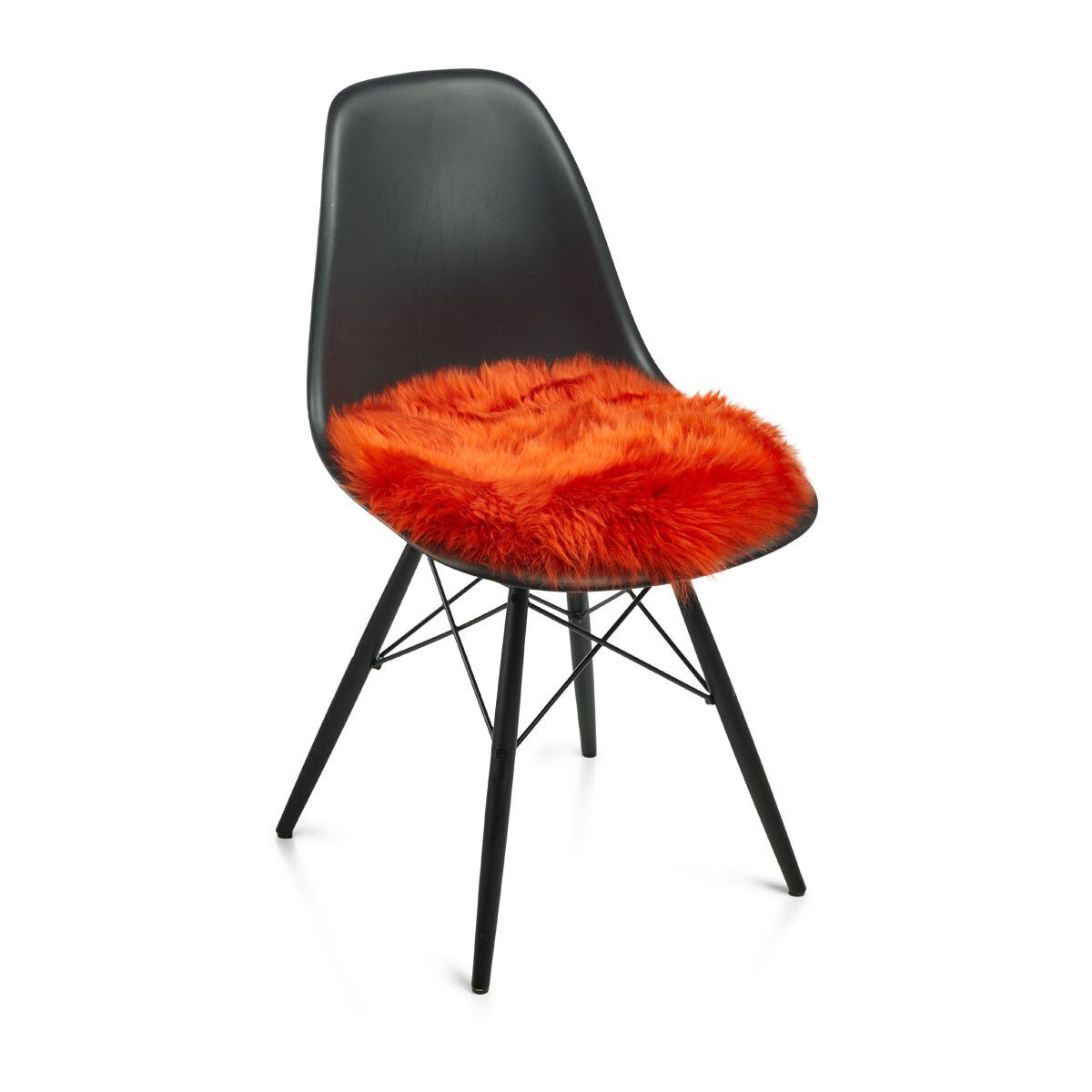 Stolsdyna | Fårskinn | Lång lugg | D38 cm Pangorange