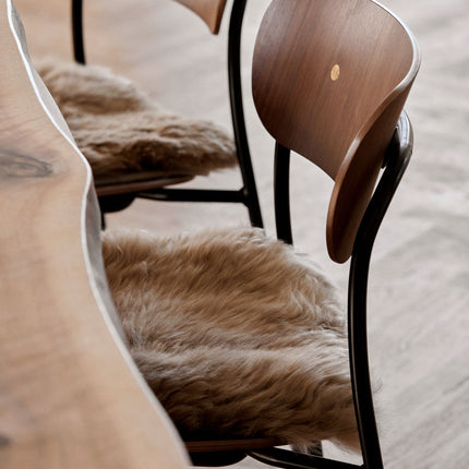 Stolsdyna | Fårskinn | Lång lugg | 35x35 cm Svart