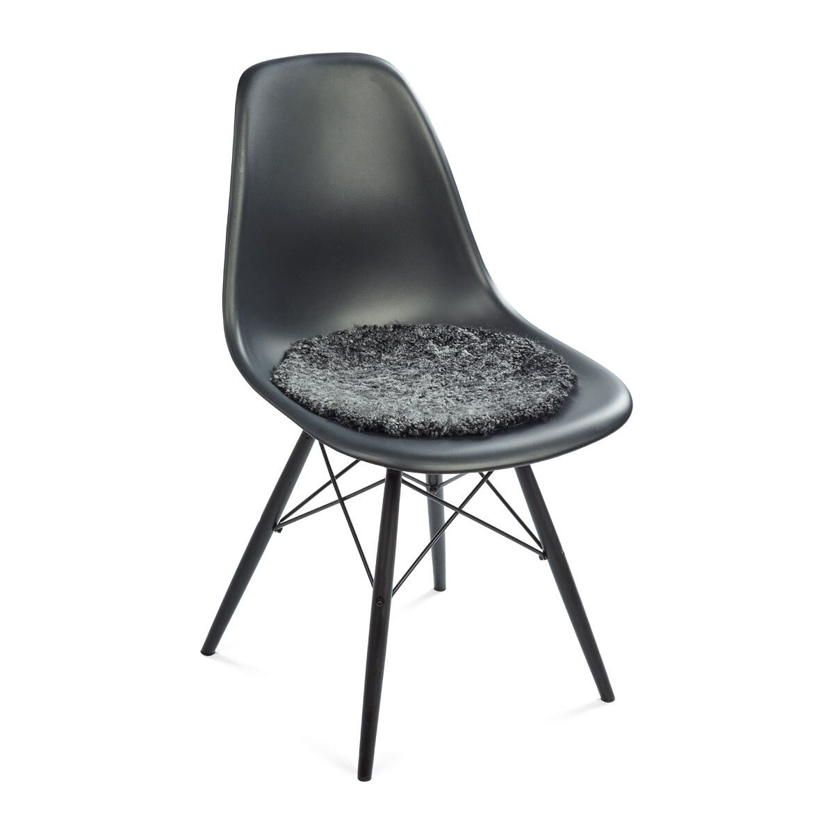 Stolsdyna | Fårskinn | Kort lugg | D38 cm Koksgrå