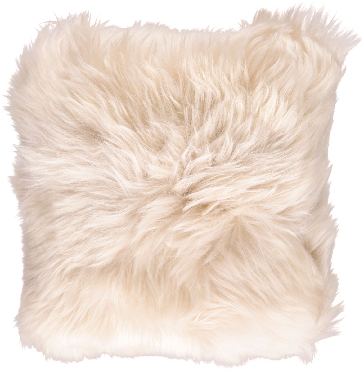 Fårskinnskudde | Lång lugg | Nya Zeeland | Läderbaksida | 50x50 cm Beige