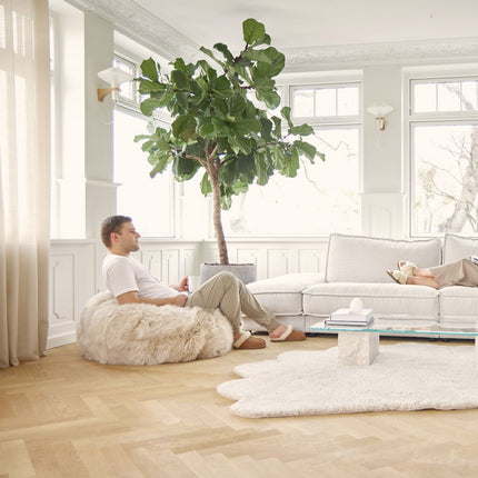 Saccosäck | Fårskinn | Lång lugg | 73x74 cm | 92x93 cm Svart