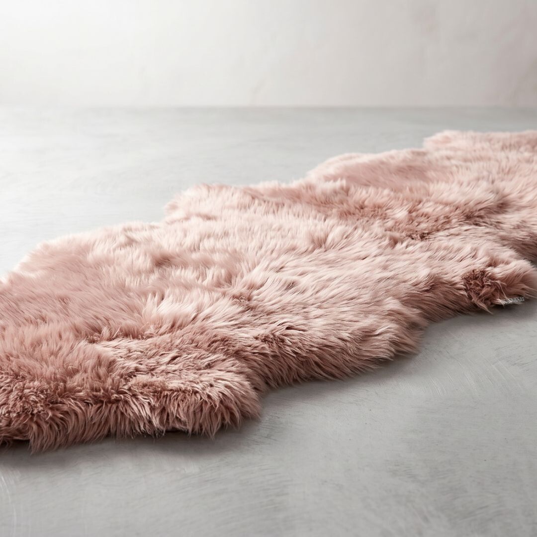 Merino fårskinn | Lång lugg | Nya Zeeland | 170x60 cm Rosa