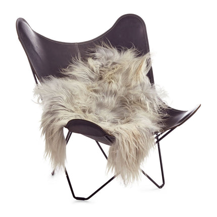 Fårskinn Premium | Ekologiskt | Lång lugg | 90x60 cm Naturligt Grå Ljus