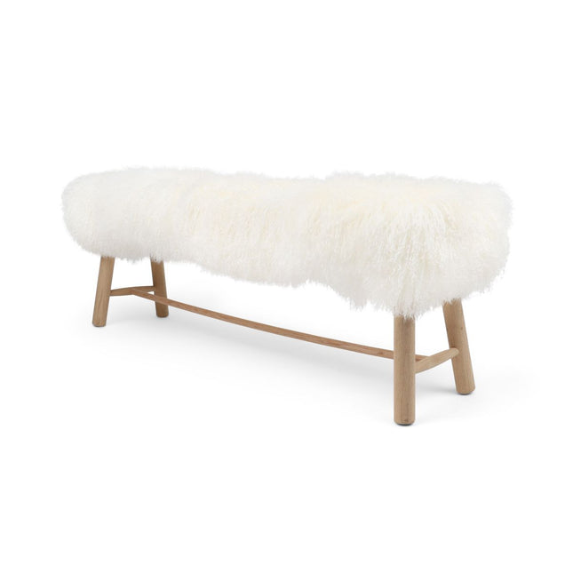 Bänk med Tibetanskt fårskinn | 140x35x45 cm