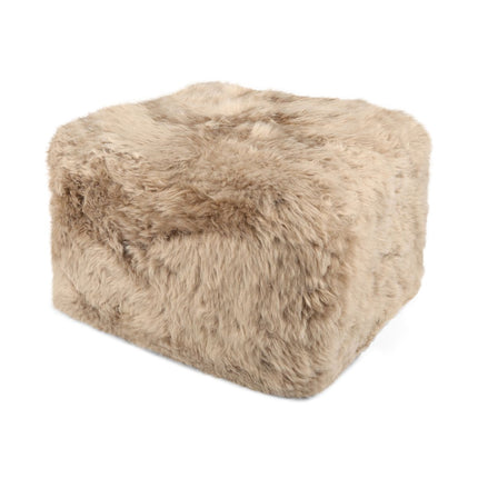 Sittpuff | Fårskinn | Lång lugg | 50x50x32 cm