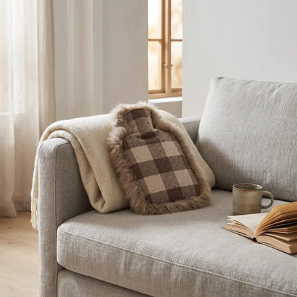Värmeflaska | Fårskinn och ull | 37x27 cm Lindsay Tartan/Vit