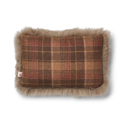 Checked Collection | Ullkudde | Lång lugg | 52x52 cm | 34x52 cm Kakao – Mörkbrun / Ljusbrun