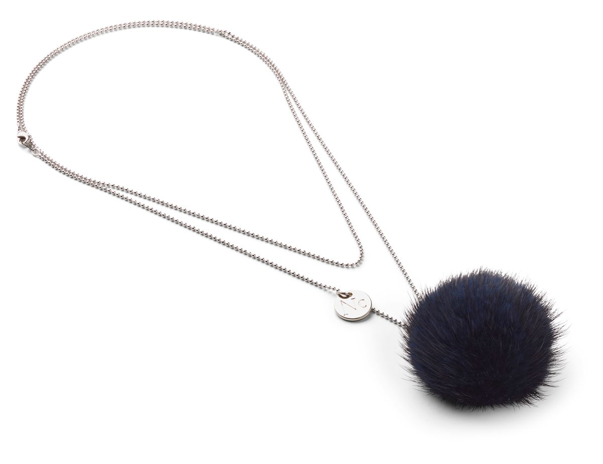 Halsband med minktofs Navy