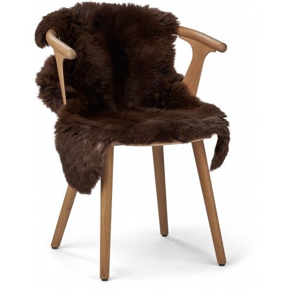 Fårskinn Premium | Ekologiskt | Lång lugg | 90-100 cm Naturlig Brun